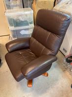 Bruine lederen relaxfauteuils, Ophalen, Gebruikt, Minder dan 75 cm, Leer
