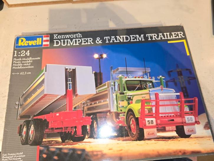 Revell 07556 Kenworth dumper en tandem trailer., Hobby en Vrije tijd, Modelbouw | Auto's en Voertuigen, Zo goed als nieuw, Truck