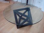vintage design salontafel rond glas Hexagon essen basis j 80, Glas, Rond, Minder dan 50 cm, 50 tot 100 cm