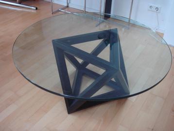 vintage design salontafel rond glas Hexagon essen basis j 80 beschikbaar voor biedingen