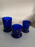 Iittala drie kobalt blauwe glazen, Antiek en Kunst, Antiek | Glas en Kristal, Ophalen of Verzenden