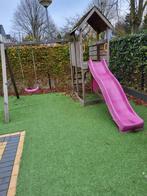 Roze houtenspeeltoestel met Schommel en Glijbaan, Kinderen en Baby's, Speelgoed | Buiten | Speeltoestellen, Ophalen, Gebruikt
