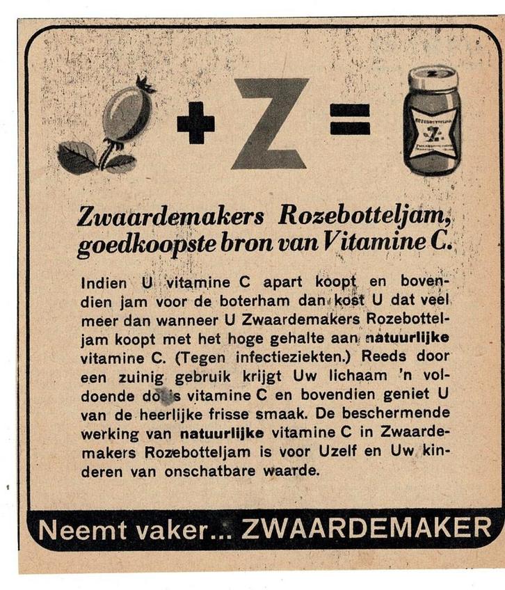ZWAARDEMAKERS Rozebotteljam, goedkoopste bron van VitamineC, Verzamelen, Merken en Reclamevoorwerpen, Zo goed als nieuw, Overige typen
