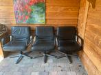 3x Vintage stoel Wilkhahn Delta 2000 draaibare fauteuil, Ophalen, Gebruikt, Zwart, Leer