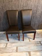 6 eetkamer stoelen, Ophalen, Gebruikt, Bruin, Lederlook