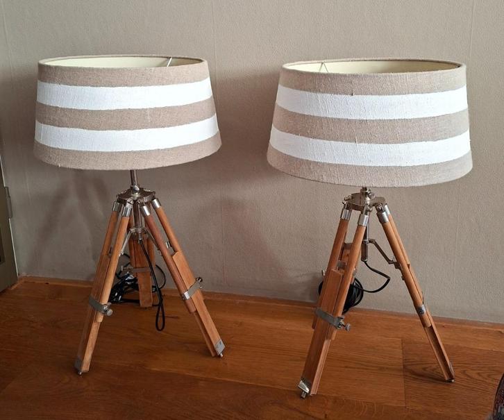 Twee verstelbare tafellampen Rivera Maison, Huis en Inrichting, Lampen | Tafellampen, Gebruikt, 50 tot 75 cm, Hout, Ophalen