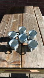 7x Lichtblauwe vintage koffie kopjes, Ophalen of Verzenden, Overige stijlen, Kop(pen) en/of Schotel(s)