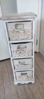 Brocante vintage, smal ladenkastje met 4 laden 25 x 30 x 75, Huis en Inrichting, Ophalen, Minder dan 50 cm, Zo goed als nieuw