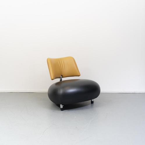 1x Leolux Pallone Pa geel/zwart, nieuwstaat, Huis en Inrichting, Fauteuils, Zo goed als nieuw, Leer, Ophalen of Verzenden