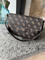 Guess Eco Brenton Flap Shoulder Bag, Bruin, Zo goed als nieuw, Leer, Ophalen