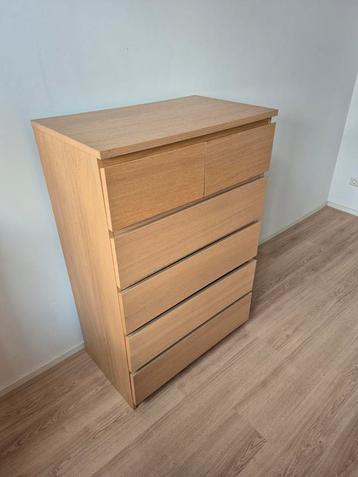 Ikea Malm - Zes lades - wit geglazuurd eikenfineer 