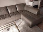 Taupe leren hoekbank - Stevig en comfortabel!, Ophalen of Verzenden, Gebruikt, Vierpersoons of meer, Leer