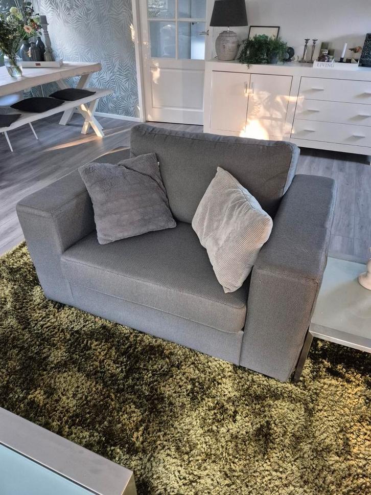 Loveseat / love seat fauteuil gemêleerd grijs, Huis en Inrichting, Banken | Sofa's en Chaises Longues, Nieuw, Tweepersoons, Minder dan 150 cm