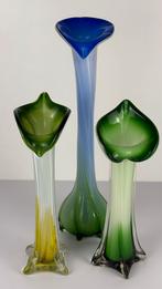 3 x vintage Murano Jack in the Pulpit Calla Lily vazen set, Antiek en Kunst, Antiek | Glas en Kristal, Ophalen