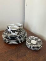 Servies Seltmann zwart wit kopjes schotels borden marmerlook, Ophalen of Verzenden, Overige stijlen, Bord(en)
