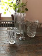 VINTAGE VAAS VAZEN GLAS KRISTAL VEEL STUKS, Minder dan 50 cm, Glas, Ophalen of Verzenden, Overige kleuren