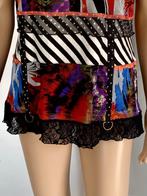 J423 Pause Cafe maat 40=M fleurig top shirt blouse blauw/wit, Maat 38/40 (M), Blauw, Ophalen of Verzenden, Zo goed als nieuw