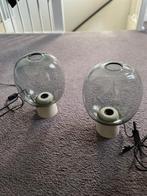 2 STIJLVOLLE INDUSTRIËLE TAFELLAMPEN, Huis en Inrichting, Lampen | Tafellampen, Ophalen, Zo goed als nieuw, Glas, 75 cm of meer