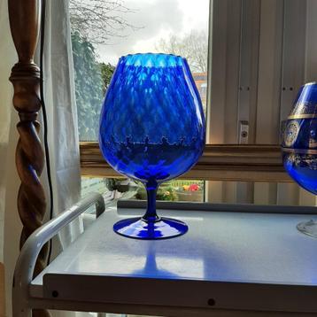  Empoli murano brandy snifter diamant kobalt beschikbaar voor biedingen