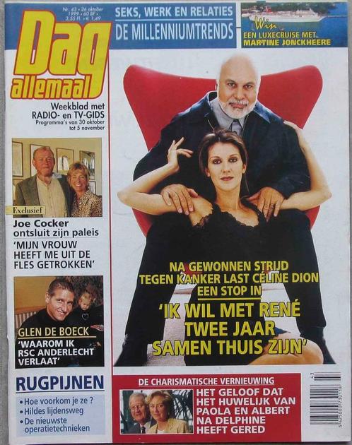 Celine Dion in Vlaams Tijdschrift Dag Allemaal 26 okt 1999, Verzamelen, Tijdschriften, Kranten en Knipsels, Tijdschrift, Buitenland