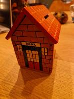 Vintage Houten Spaarpot Huisje, Verzamelen, Spaarpotten, Ophalen of Verzenden, Gebruikt, Overige thema's