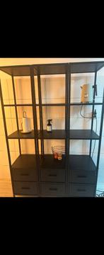 Zwarte stellingkast / wandkast, Ophalen, 50 tot 100 cm, Zo goed als nieuw, 150 tot 200 cm