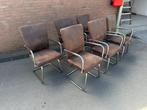6x vintage stijl stoelen - Suedelook - Chroom frame, Huis en Inrichting, Stoelen, Ophalen, -, Zo goed als nieuw, Metaal