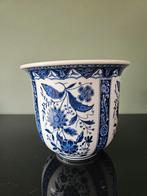 Vintage bloempot blauw wit, Ceramische Artistiche Italy, Tuin en Terras, Bloempotten, Gebruikt, Rond, Binnen, Ophalen of Verzenden