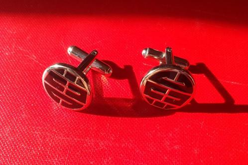 Klassieke Manchetknopen Zwart en Zilver, Sieraden, Tassen en Uiterlijk, Manchetknopen, Nieuw, Overige materialen, Ophalen of Verzenden