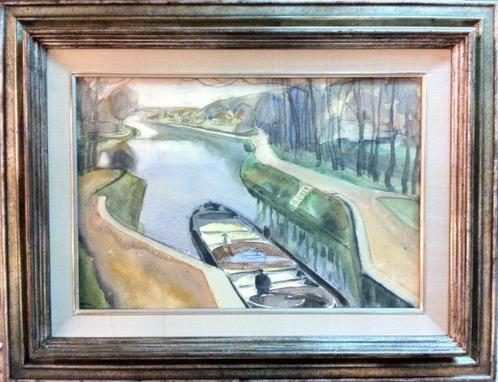 Harmen Meurs – Rivierlandschap met binnenvaartschip, Antiek en Kunst, Kunst | Schilderijen | Klassiek, Ophalen
