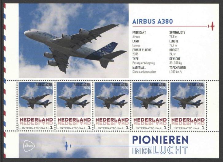 Pionieren in de Luchtvaart: Airbus A380, Postzegels en Munten, Postzegels | Nederland, Postfris, Na 1940, Ophalen of Verzenden