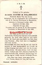Oever van den Elisabeth 1875 Bolsward 1959 Maastricht zr Wil, Verzamelen, Bidprentjes en Rouwkaarten, Ophalen of Verzenden, Bidprentje