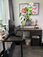 L-vorm/L-Shaped Desk VASAGLE 140x130cm Bruin Zwart Bureau, Ophalen, Zo goed als nieuw, Bureau
