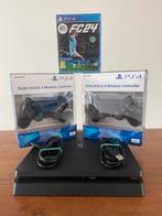 Playstation 4 + 2 controllers in doos + Fifa 24, Ophalen of Verzenden, Gebruikt, Controller, PlayStation 1