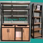 Computerkast & Wandrek Staal + eiken, Huis en Inrichting, Ophalen, 70 tot 120 cm, Zo goed als nieuw, Industrieel
