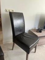 Eetkamerstoelen donkerbruin leer 6 st, Huis en Inrichting, Stoelen, Ophalen, Gebruikt, Bruin, Leer