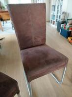 Vier (eetkamer)stoelen, Huis en Inrichting, Stoelen, Ophalen, Gebruikt, Bruin, Metaal