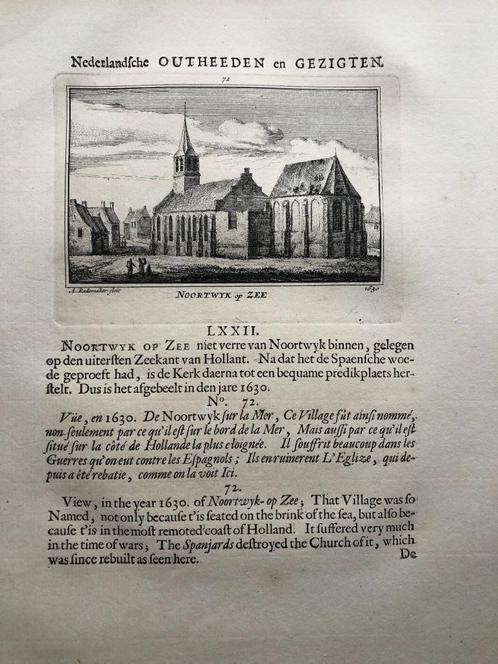 072 / Noordwijk aan Zee Kopergravure 1731, Antiek en Kunst, Kunst | Etsen en Gravures, Ophalen of Verzenden