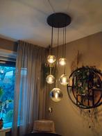 Hanglamp 5 smoked glazen bollen inclusief 3 standen lampen., Ophalen of Verzenden, Zo goed als nieuw, Glas, 75 cm of meer
