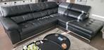 Leren hoekbank zwart. Maat 215 cmx2 63  cm, Ophalen, 250 tot 300 cm, Gebruikt, Hoekbank