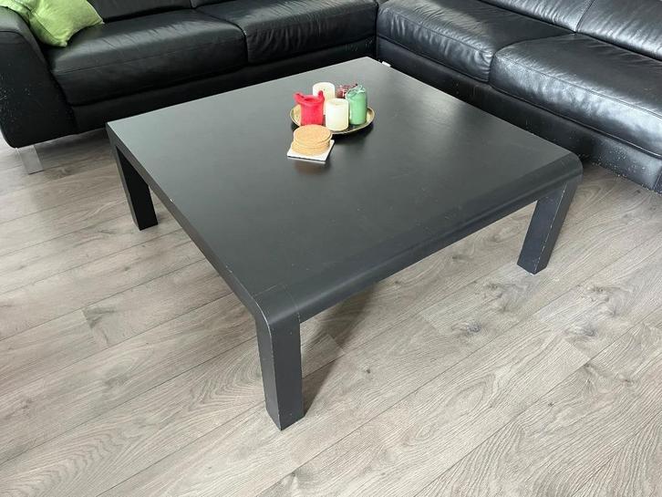 Vierkante zwarte houten salontafel, Huis en Inrichting, Tafels | Salontafels, Gebruikt, Minder dan 50 cm, 100 tot 150 cm, 100 tot 150 cm