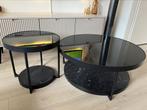 Ikea tafels, set van 2, antraciet marmerpatroon/zwart glas, Huis en Inrichting, Tafels | Salontafels, Ophalen, Rond, 50 tot 100 cm