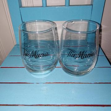 Tia Maria glazen zwart logo set van 2 beschikbaar voor biedingen