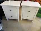HEMNES nachtkastjes 2 lades, wit gebeitst, 54x66 cm, Ophalen, Zo goed als nieuw, Hout