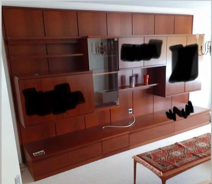 Pallisander wandpanelen vitrinekast Hulsta, Huis en Inrichting, Kasten | Wandmeubels, Gebruikt, 200 cm of meer, Minder dan 150 cm