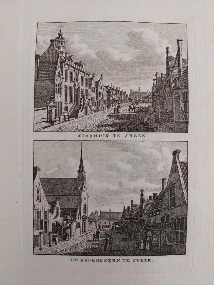 348-349 / Stadhuis en Broerekerk te Sneek, Antiek en Kunst, Kunst | Etsen en Gravures, Ophalen of Verzenden