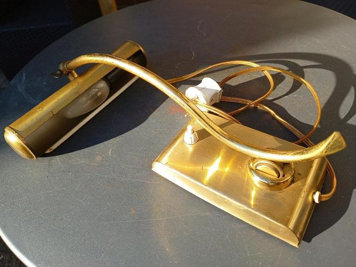 oude messing pianolamp - leeslamp - bureaulamp - leeslamp, Huis en Inrichting, Lampen | Tafellampen, Gebruikt, Minder dan 50 cm
