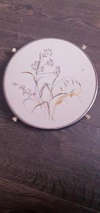 Vintage Dienblad draaiplateau met Bloemenmotief, Ophalen of Verzenden, Gebruikt, Rond, Metaal