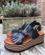 Exclusieve Elvio Zanon plateau schoenen - sandalen Mt 41, Ophalen, Zo goed als nieuw, Zwart, Sandalen of Muiltjes