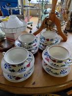8 Boerenbont Soepkommen met Schotels, Gebruikt, Ophalen of Verzenden, Kom(men), Aardewerk